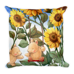 Spring Sunflower Swing Premium Throw Pillow