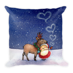 Deer Hearts Premium Christmas Throw Pillow