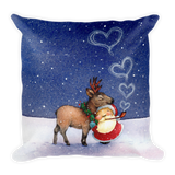 Deer Hearts Premium Christmas Throw Pillow