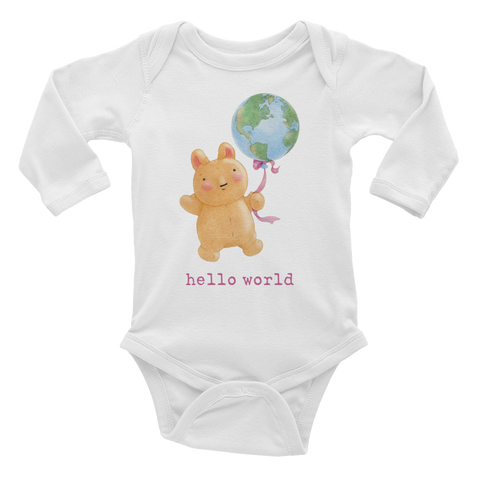 Hello World Infant Long Sleeve Onesie