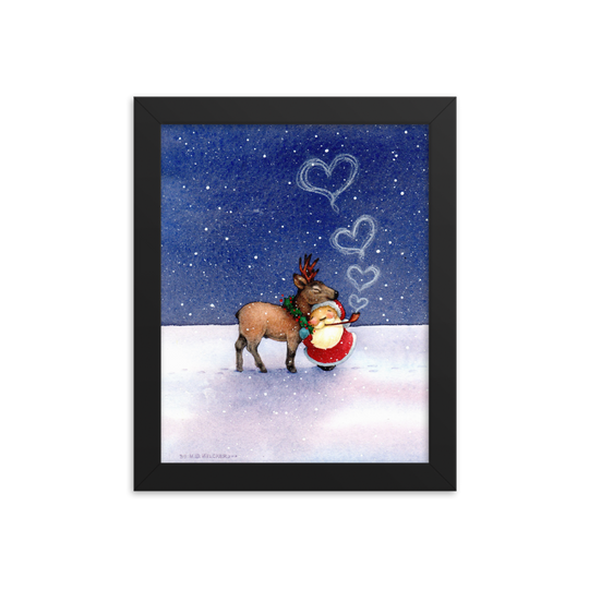 Deer Hearts Framed Christmas Photo Paper Poster