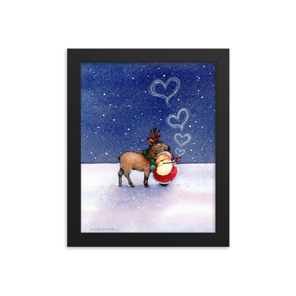 Deer Hearts Framed Christmas Photo Paper Poster